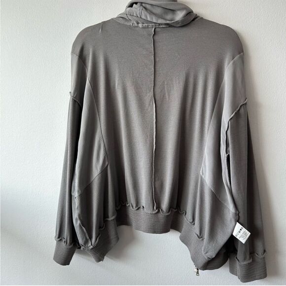 TRANSIT Par Such Silky Hoodie Jacket in Taupe - Picture 9 of 12